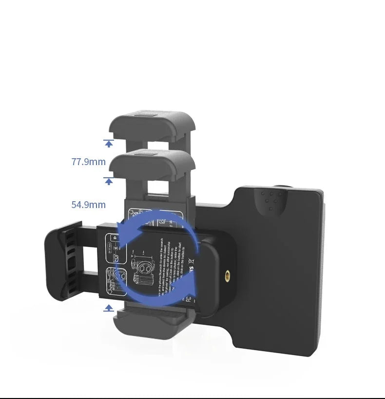 Phone mount with dimensions labeled on a white background