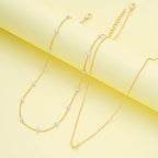 Fashion Imitation Pearl Heart Jewelry Set For Women Gold Silver Color Round Beads Necklace Bracelet Set Daily Wear Accessories