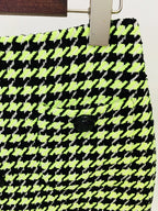 Women's Lion Buttons Houndstooth Tweed Mini Skirt