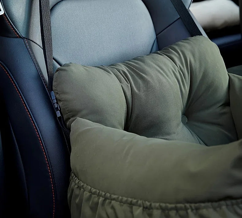 Dog Car Seat with Safety Belt – Non-Slip Pet Car Bed for Small Dogs, Washable Travel Carrier with Secure Straps for Safe Car