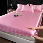100% Mulberry Silk Bed Sheet Set – 3 Piece Smooth Satin Bedding with Pillow