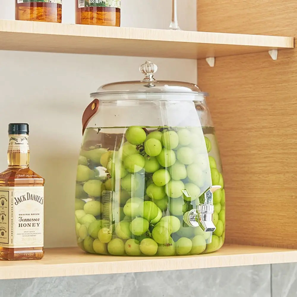 3/5/9L Large Capacity Cold Water Kettle with Tap Clear Fruit Tea Cold Brewing Kettle Drink Dispensers
