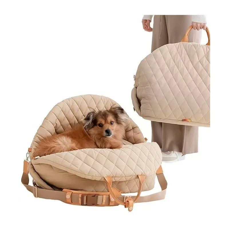 Dog Car Seat for Small Dogs, 3-in-1 Travel Carrier & Dog Bed for Car, Washable, Anti-Slip, Safety Straps, Fits Front & Back Seat