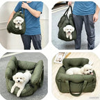 Dog Car Seat with Safety Belt – Non-Slip Pet Car Bed for Small Dogs, Washable Travel Carrier with Secure Straps for Safe Car