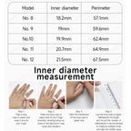 Measurement chart for inner diameter and perimeter with step-by-step instructions on how to measure.