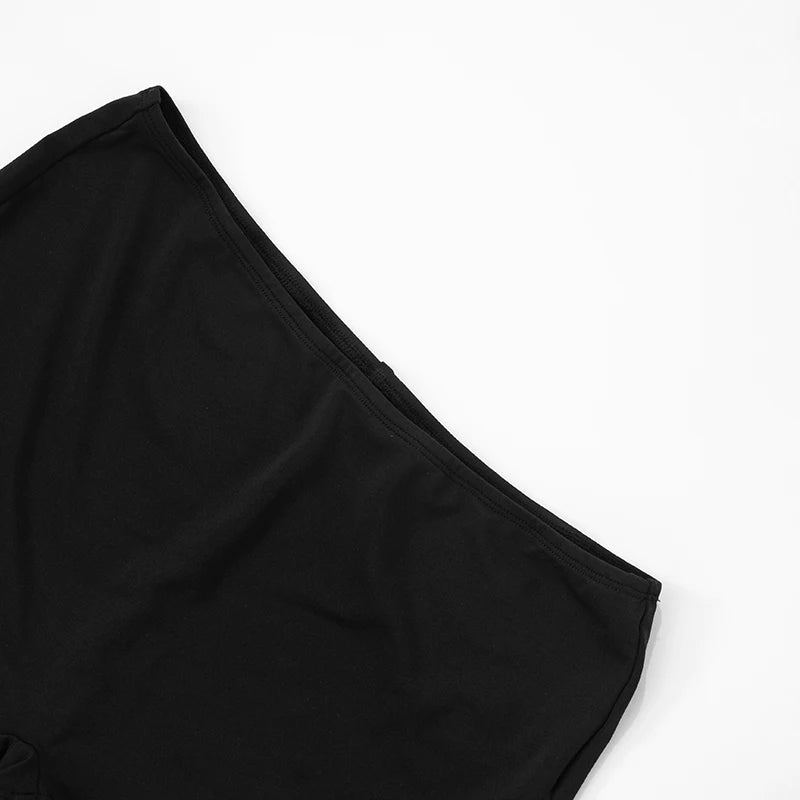 Women Two-Piece Side Split Bodysuit+Shorts