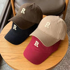 Letter-printed baseball cap for unisex, versatile curved brim