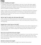 FAQ section about hair care and styling questions on a white background