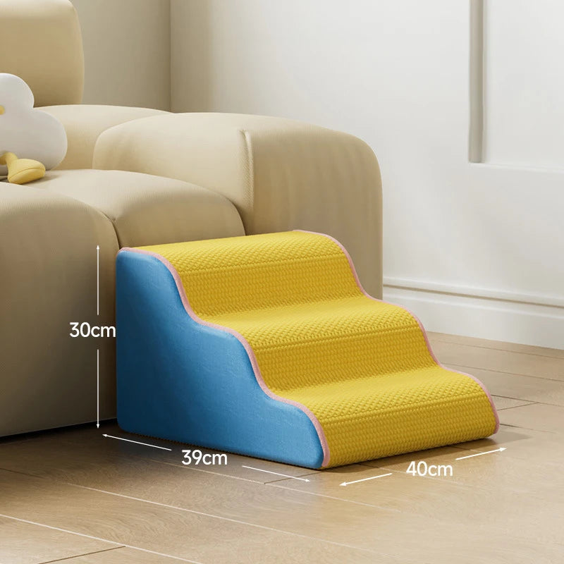 Dog Cat Ramp Ladder 3/4 Step Pet Stair Memory Foam Sponge Dogs Sofa Removable and Washable Training Pet Ramp Stairs Pet Supplies