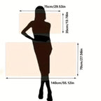 Silhouette of a person wearing a dress with measurements indicated