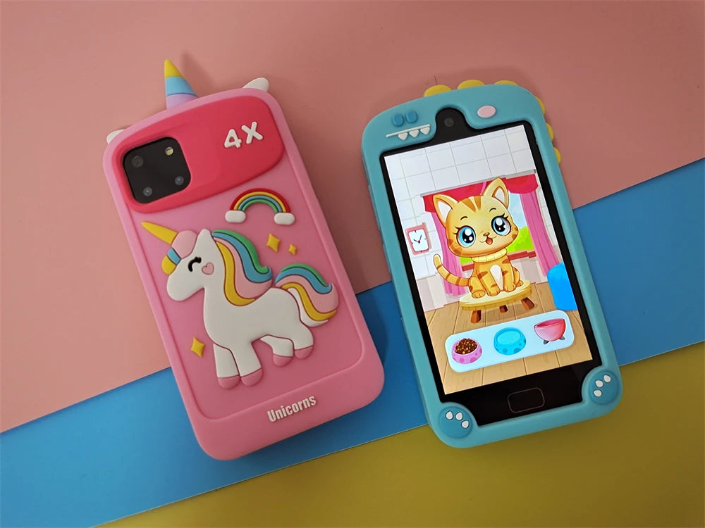 Large Screen 4.0'' Kids Smart Phone Toys Cartoon Baby Mobile MP3 Player Digital Camera for Girls Boys Birthday Christmas Gifts