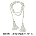 Pearl Beaded Necklace Charm Tassel Sweater Chain Neck Jewelry Accessories Waistband Women