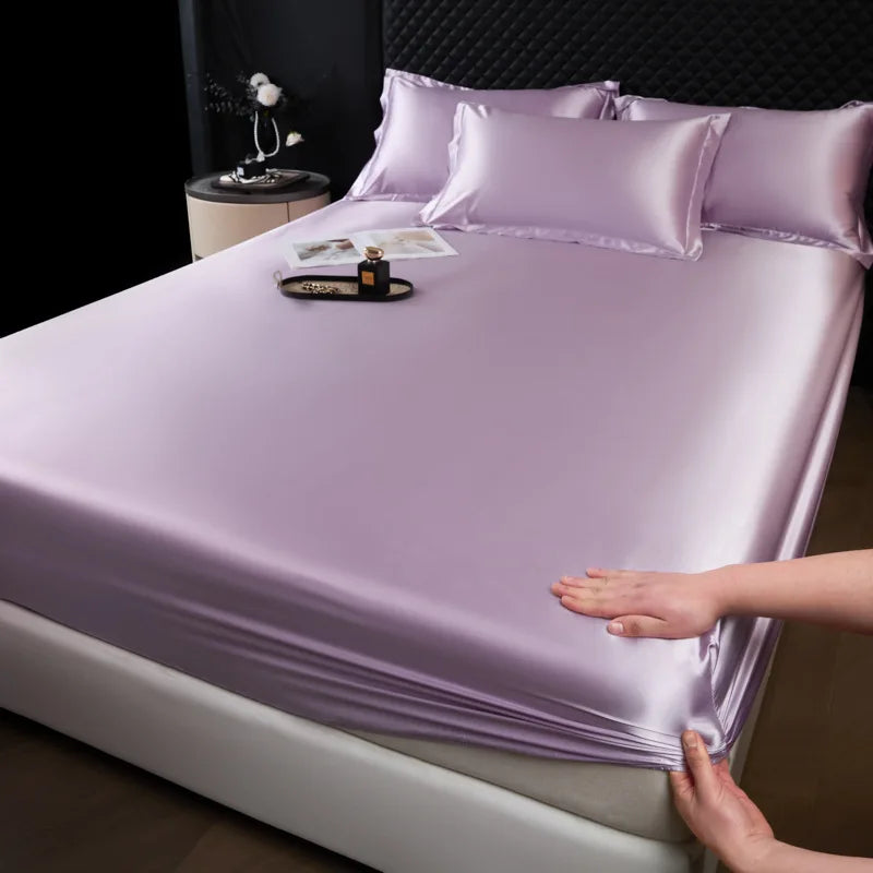 100% Mulberry Silk Bed Sheet Set – 3 Piece Smooth Satin Bedding with Pillow