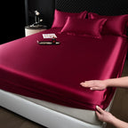 100% Mulberry Silk Bed Sheet Set – 3 Piece Smooth Satin Bedding with Pillow