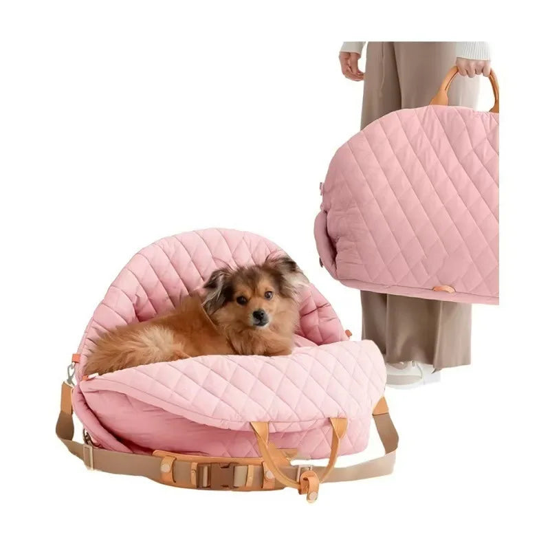 Dog Car Seat for Small Dogs, 3-in-1 Travel Carrier & Dog Bed for Car, Washable, Anti-Slip, Safety Straps, Fits Front & Back Seat