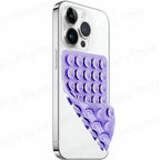 Phone case with purple bubble design on a white background