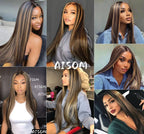 Lace Frontal Straight Lace Wigs for Women Synthetic Lace Wig 13x4" Lace Front Wig Black 99J Pre plucked Fiber Wig Daily Use