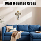 Cross Wall Decor Christian Wooden Home Decor Retro Blessed Church Hanger Decoration for Christmas Entryway Hallway Bedroom