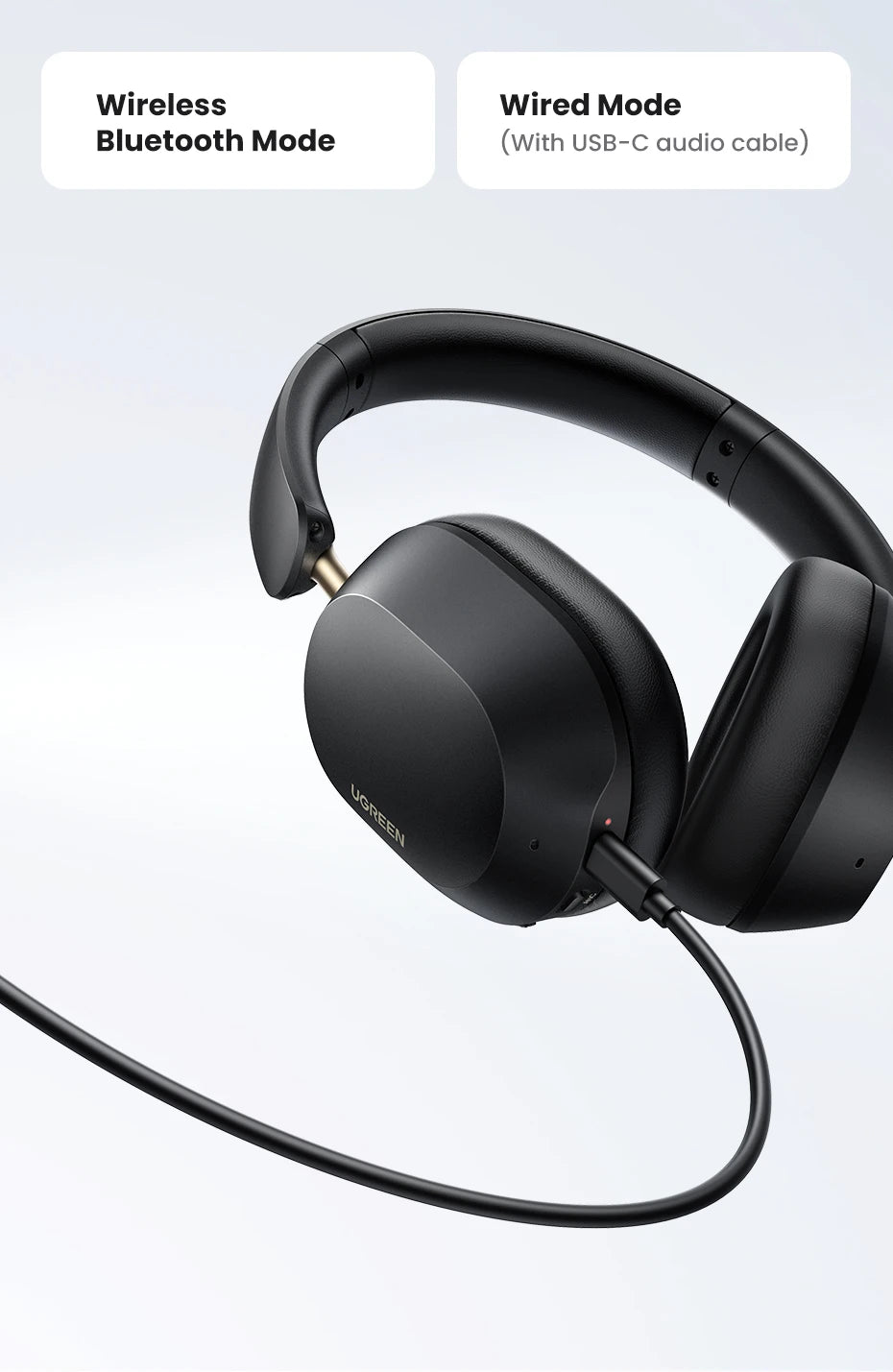 Wireless Bluetooth Headphones 43dB Hybrid Active Noise Cancellation Hi-Res LDAC 75H Spatial Audio Headset Earphones