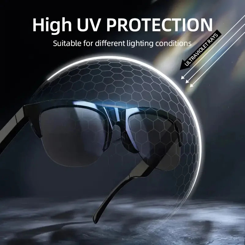 Sunglasses with high UV protection feature, suitable for different lighting conditions.