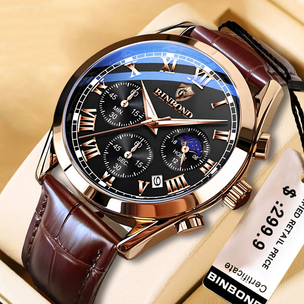 Men's Watch Multifunctional Threes Hands and Six Sub-dials Quartz Wristwatch