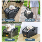 Dog Car Seat Puppy Booster Seat Fits Small Dogs Removable Cushion Safety Hook Installs on Armrest Console Breathable