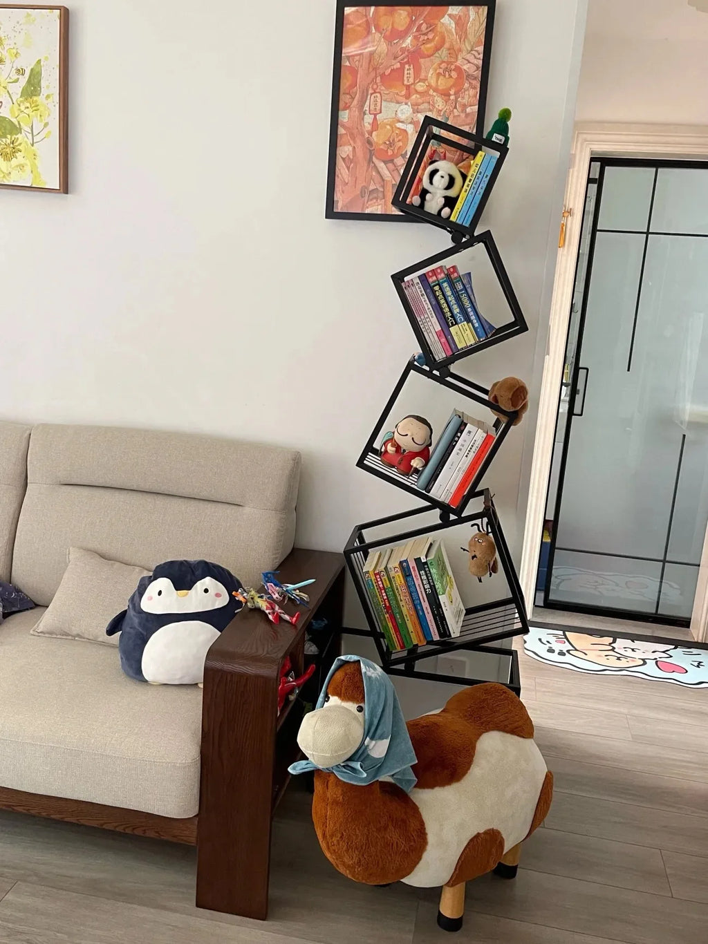 Modern Living Room Decor Iron Art Shelf Office Study Bookcase Multi-layer Storage Rack for Organizing Books And Decorations