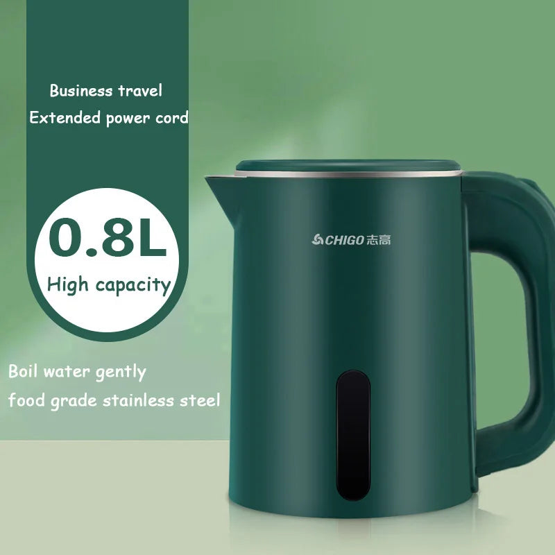 0.8L Electric Kettle Small Capacity 304 Stainless Steel Liner Teapot Hotel Dormitory Kettle Portable Travel Boil Water Pot 220V