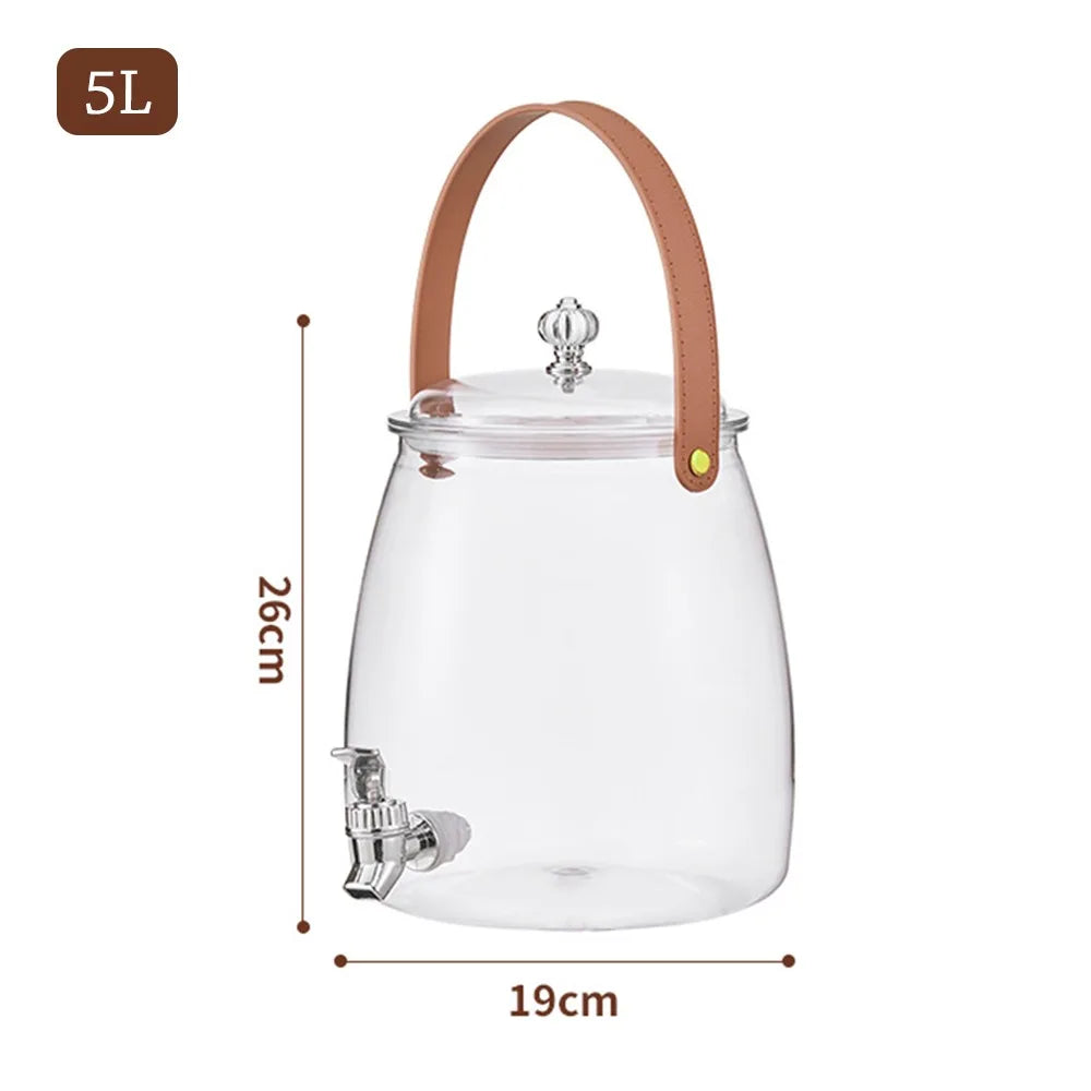 3/5/9L Large Capacity Cold Water Kettle with Tap Clear Fruit Tea Cold Brewing Kettle Drink Dispensers