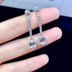 Natural Aquamarine Sterling 925 Silver Earrings