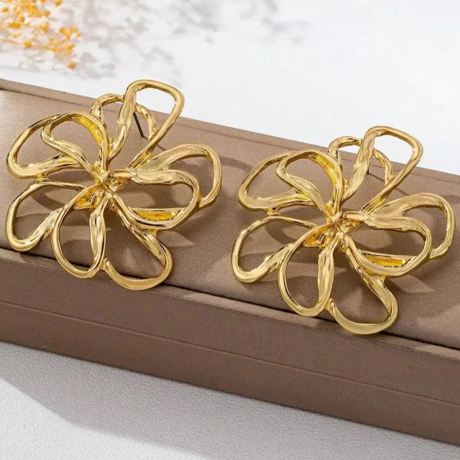 Big Flower Stud Earrings Bohemian Chic Jewelry