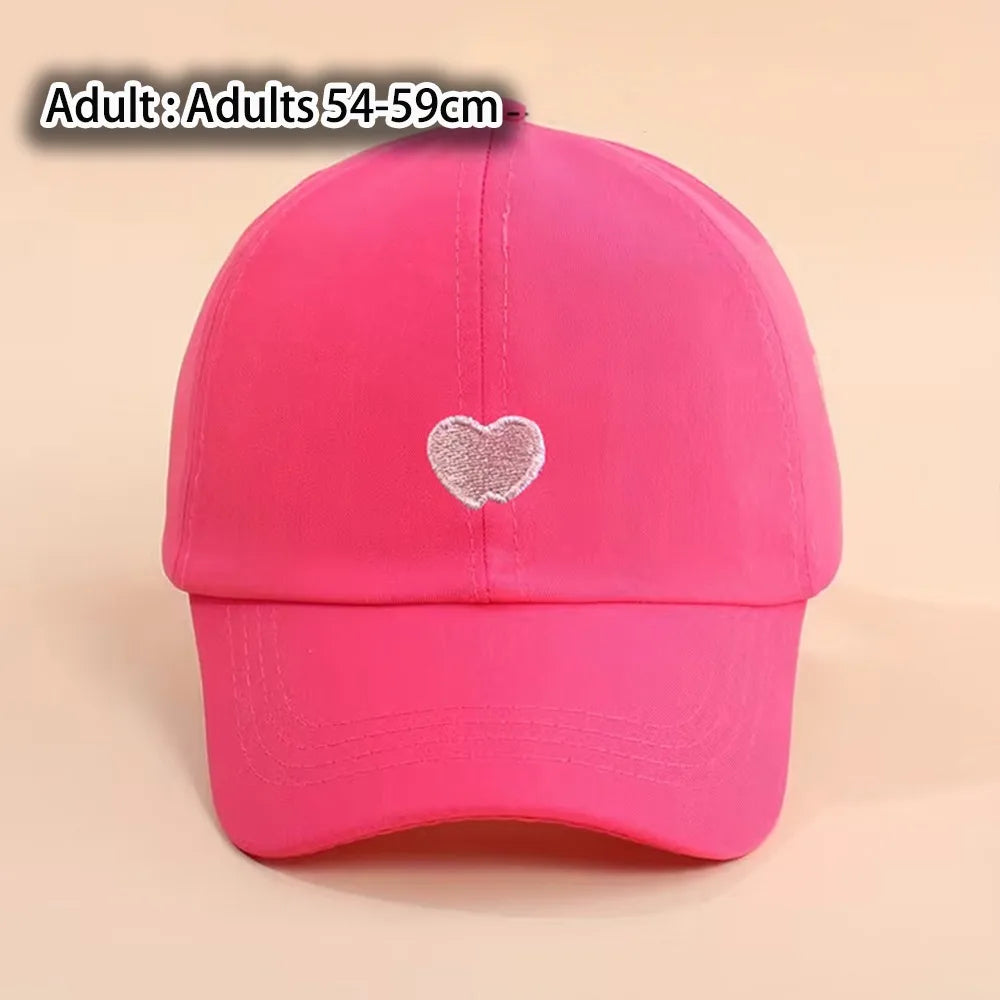 Heart-embroidered Baseball Cap for Girls Cute Breathable Children's Baseball Hat Sun Protection Tool UV Protection