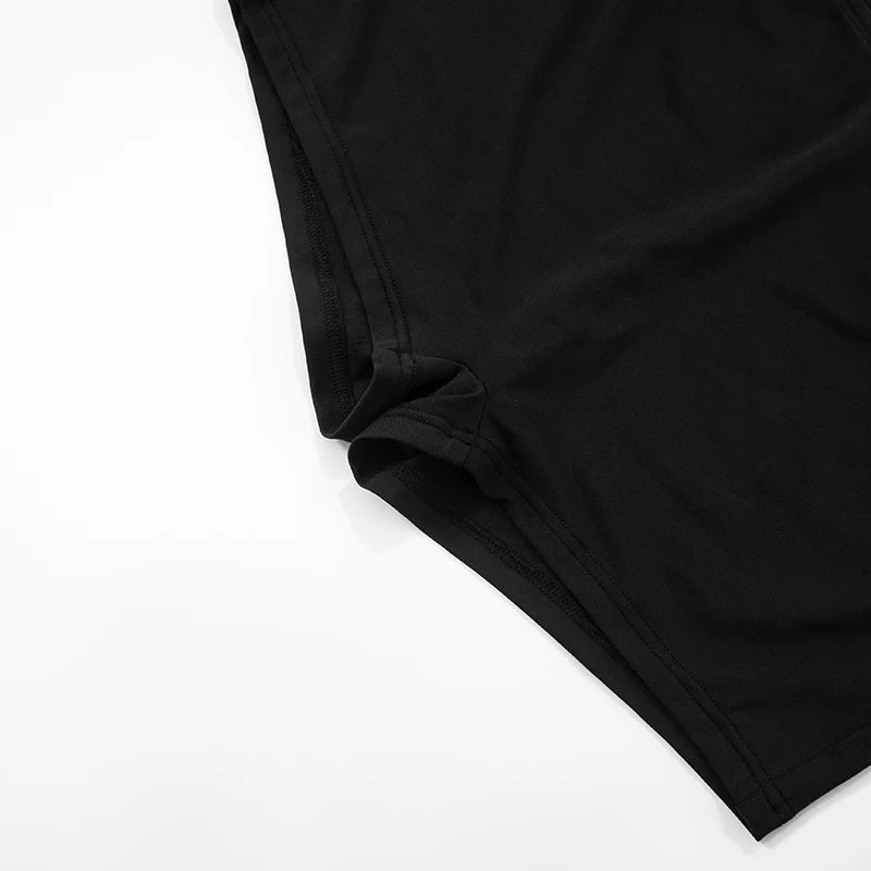 Women Two-Piece Side Split Bodysuit+Shorts