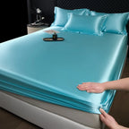 100% Mulberry Silk Bed Sheet Set – 3 Piece Smooth Satin Bedding with Pillow