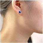 Natural Sapphire Stud Earrings Sterling 925 Silver Gemstone 5mm 1.2 Carat