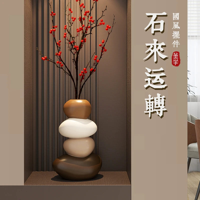 Home Decpr Stone Running Vase Living Room Niche Entrance Cabinet TV Cabinet Decoration Stone Shaped Ornaments Housewarming Gift