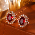 A Pair of Elegant and Sexy Copper Clip-on Earrings, Rose Gold Fashion Jewelry for Women, Non-pierced Earrings