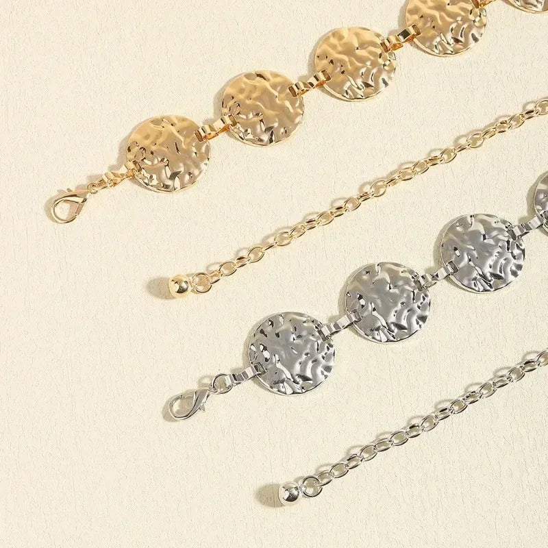 Womens Elegant Ladies Metal Thin Waist Chain Gold Round Irregular Body Chain Sexy Accessory Dress belt Waist Accessories Fashion