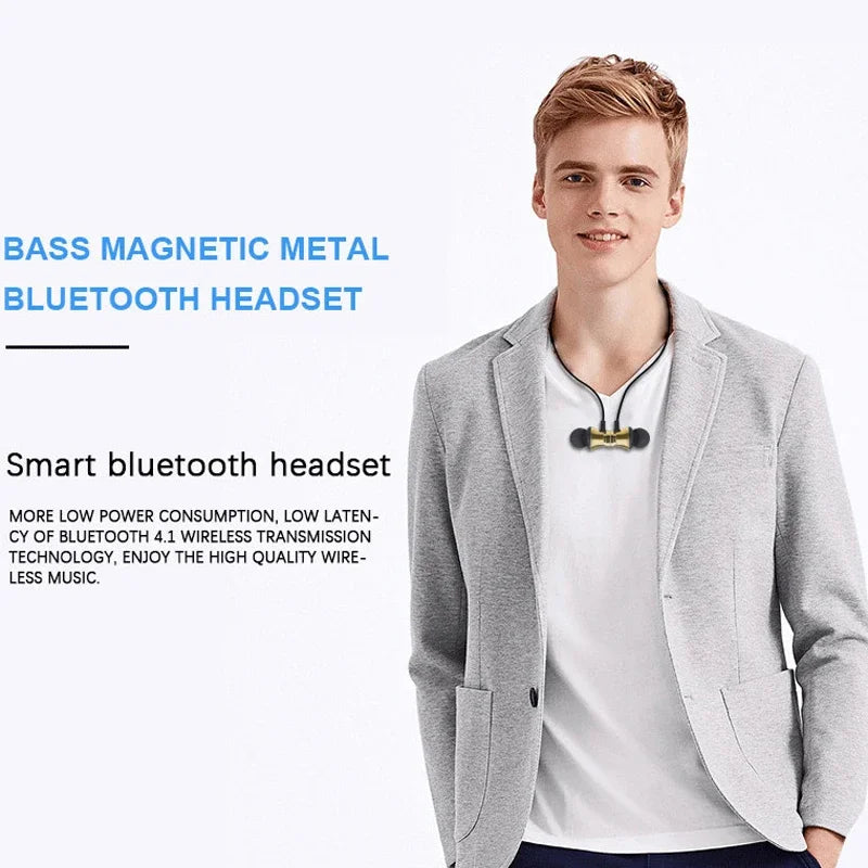 Sports magnet Stereo Bluetooth Earphone With HD Mic Wireless Sport Headset Earbuds For Android IOS