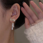 Fashion Bow Crystal Zircon Earrings For Women Trendy Party Jewelry Ear Accessories Valentine's Day Gift