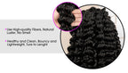 Black hair extensions with text highlighting quality and features on a white background