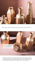 Modern Living Room Glass Vase Desktop Flower Vases For Homes Arrangement Container Decorations Bedroom Gold Decor