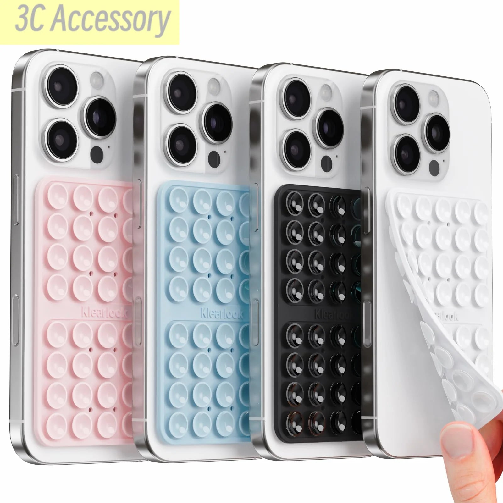 Four phone cases with different textures and colors on a white background.