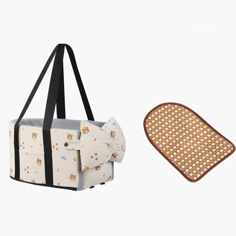Dog Car Seat with Storage Pocket Center Console Pet Car Carrier Universal Pet Seat Cover for Small Medium Dogs Travel Safety Bag