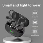 Wireless Earbuds Sport 5.3 Headphones with Noise Cancelling Mic 75H HiFi Stereo Over Ear Bud LED Display USB-C IPX6