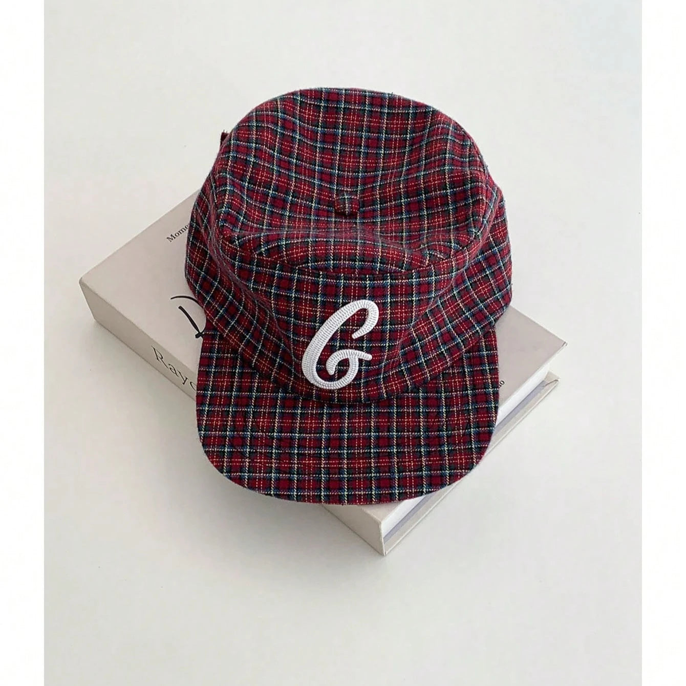 Elegant British Style Retro Plaid Fl Flat Brim High-End Embroidered Baseball Cap Flattering For Big Heads