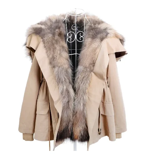 Maomaokong loose Real Fox Fur Collar 2024 White Duck Down Jacket Women Winter Luxury Puffer Coat Oversize Feather Outwear