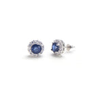 Natural Sapphire Stud Earrings Sterling 925 Silver Gemstone 5mm 1.2 Carat