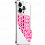 Phone case with pink bubble design on a white background