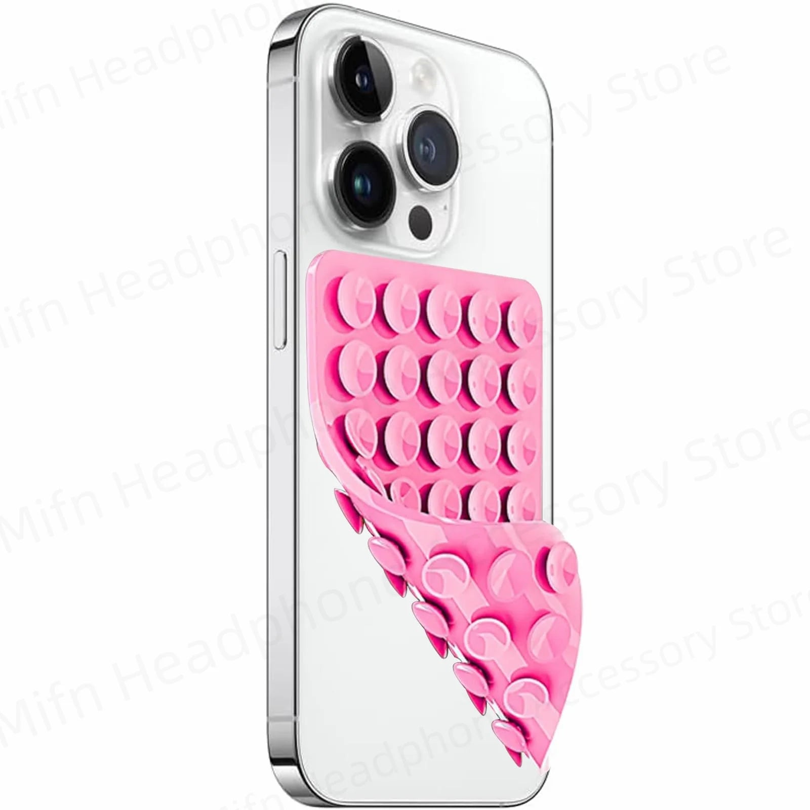 Phone case with pink bubble design on a white background